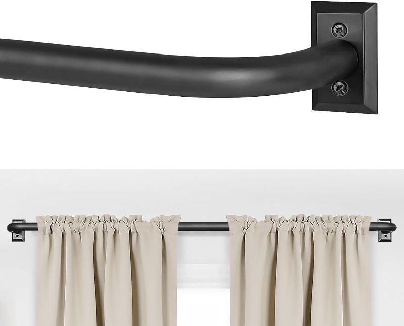 Photo 1 of 2 Pack Blackout Wrap Around Curtain Rods for Window 28 to 48 Inch(2.3-4ft), Matte Black Curtain Rods Room Darkening Curtain Rod 1 inch Diameter Single Drapery Rod of Window Treatment, Matte Black Matte Black 28-48''|2 Pack