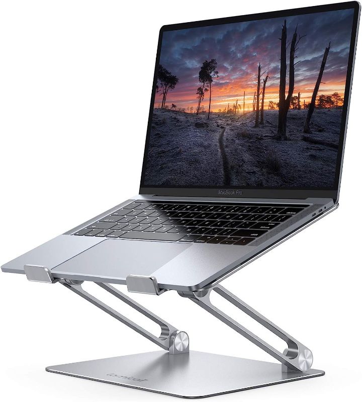 Photo 1 of Lamicall Adjustable Laptop Stand, Portable Laptop Riser, Aluminum Laptop Stand for Desk Foldable, Ergonomic Computer Notebook Stand Holder for MacBook Air Pro, Dell XPS, HP (10-17.3'') - Silver