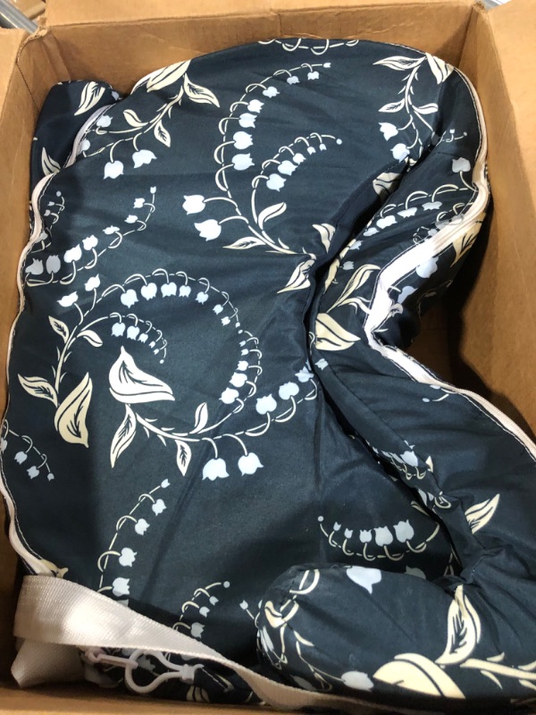Photo 1 of My Brest Friend Original Nursing Pillow for Breastfeeding, Nursing and Posture Support with Pocket and Removable Slipcover, Navy Bluebells