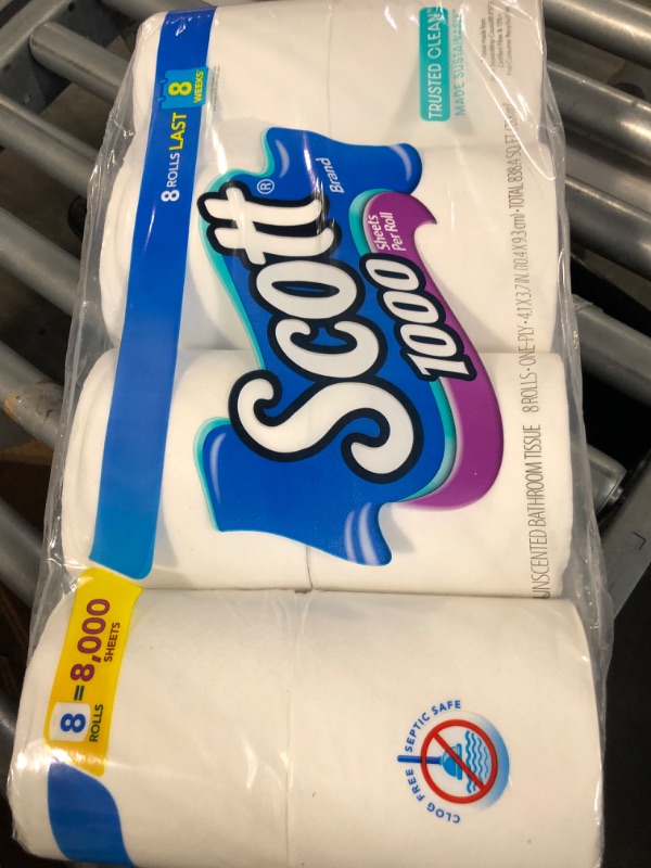 Photo 2 of Scott 1000 Sheets Per Roll, 8 Toilet Paper Rolls, Bath Tissue 8 Count (Pack of 1)