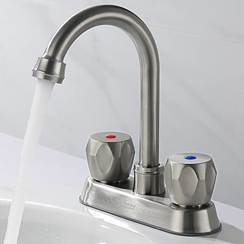 Photo 1 of AMAZING FORCE 2 Handle Bathroom Sink Faucet, Centerset Bathroom Faucet with Pop-up Sink Drain Stainless Steel with Overflow, Supply Utility Hose for L
