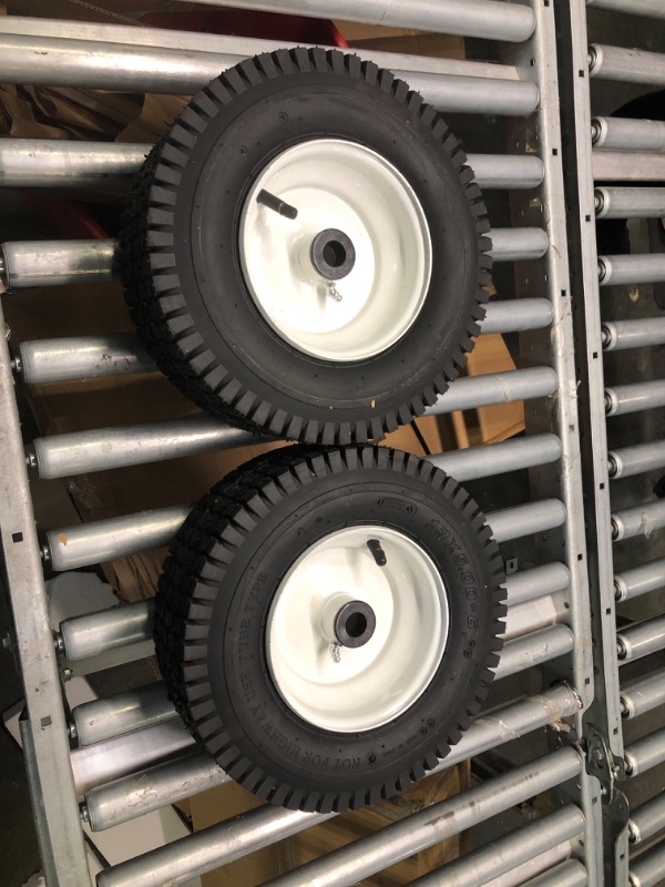 Photo 2 of 350 lbs 13 in. Pneumatic Tire Wheel with White Hub wagons, hand trucks and yard trailers, garden, shop All-Terrain Thread
