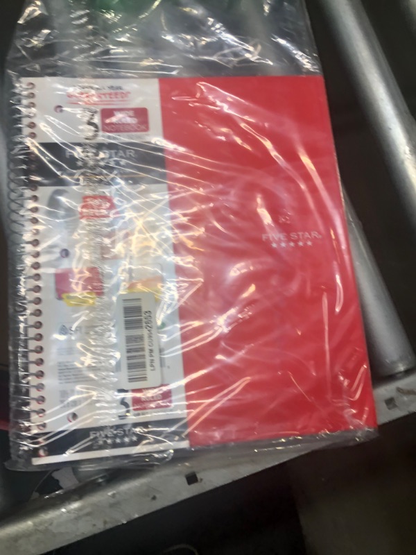 Photo 2 of Five Star Spiral Notebook, 3 Subject, Wide Ruled Paper, 10-1/2" x 8", 150 Sheets, Red (72029)