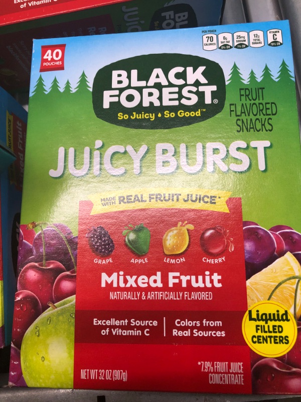 Photo 1 of Black Forest Fruit Flavored Snacks, Mixed Fruit, Juicy Burst - 40 pouches, 32 oz0