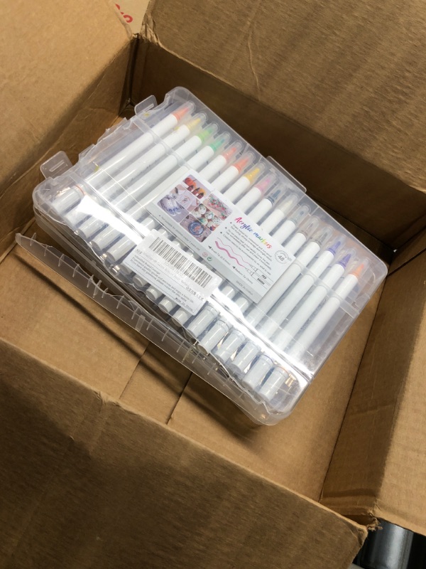 Photo 1 of 48 Colors Dual Tip Acrylic Paint Markers, Brush Tip & Medium Tip Acrylic Paint Pens for Rock Painting, Ceramic, Wood, Canvas, Plastic, Glass, Stone, Calligraphy Card Making DIY Crafts 48 Colors Acrylic Pens
