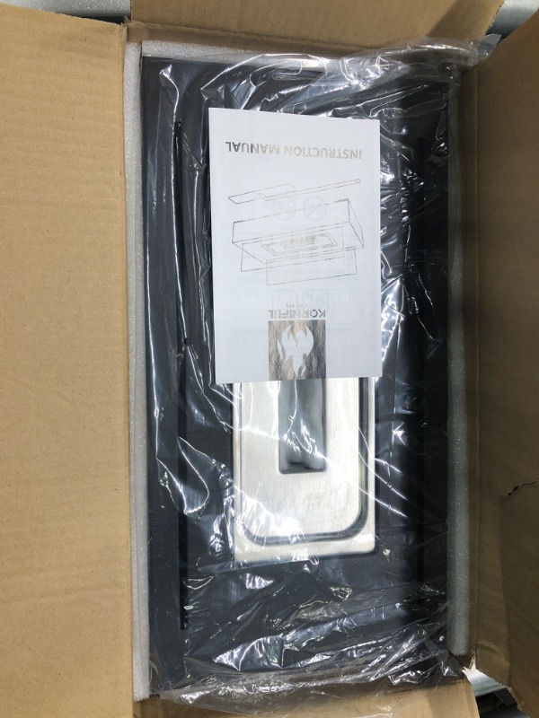 Photo 1 of Tabletop Fire Pit Outdoor Portable Table Top Firepit Indoor Tabletop Fireplace for Patio Balcony Living Room Table Decor Family Holiday Party Gathering Friday Night Dinner Camping Supplies Rectangular-Black