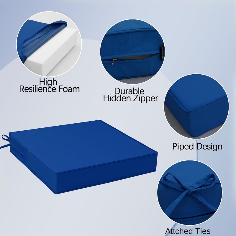 Photo 1 of  Patio Chair Cushion 16 x 17 Inch Waterproof Outdoor Seat Cushion for Patio Furniture,Garden Sofa Couch Chair Pad with Handle and Adjustable Straps 16 x 17 In NAVY Blue, 1 CT