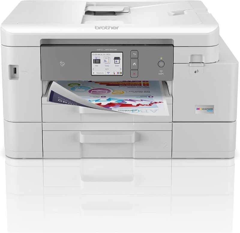 Photo 1 of Brother MFC-J4535DW INKvestment Tank All-in-One Wireless Color Inkjet Printer - Print Copy Scan Fax - 20 ppm, 20-sheet ADF, 2.7" Touchscreen Display, 4800 x 1200 dpi, 8.5" x 14", Auto 2-sided Printing