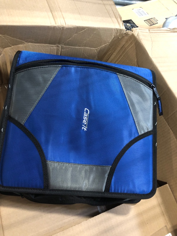 Photo 3 of Case-it The King Sized Zip Tab Zipper Binder - 4 Inch D-Rings - 5 Subject File Folder - Multiple Pockets - 800 Sheet Capacity - Comes with Shoulder Strap - Midnight Blue D-186 Midnight Blue Single