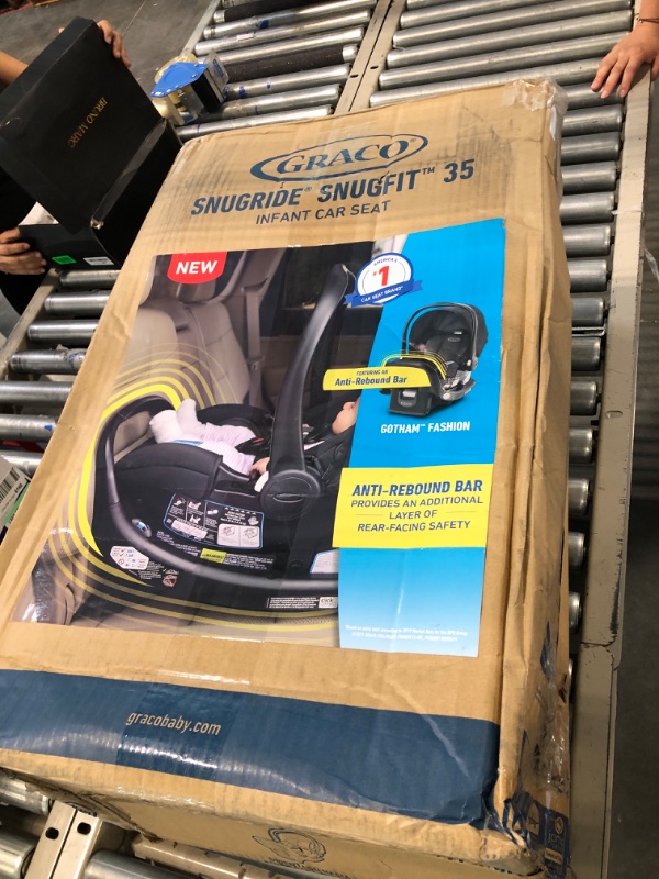 Photo 2 of Graco SnugFit 35 Infant Car Seat | Baby Car Seat with Anti Rebound Bar, Gotham With Anti-Rebound Bar 1 Count (Pack of 1) Gotham
