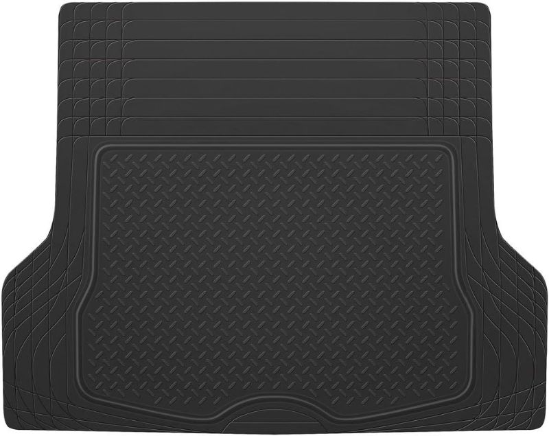 Photo 1 of  Heavy Duty Cargo Liner Floor Mat-All Weather Trunk Protection, Trimmable to Fit & Durable HD Rubber Protection for Car SUV Sedan Auto - Black