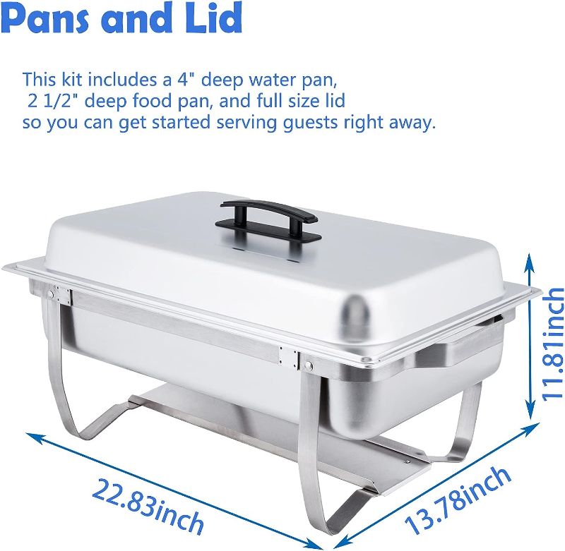 Photo 1 of 8QT Chafing Dish Buffet Set - Food Warmer for Parties Buffets - Buffet Servers and Warmers with Full Size Steam Pans and Folding Frame - Warming Tray