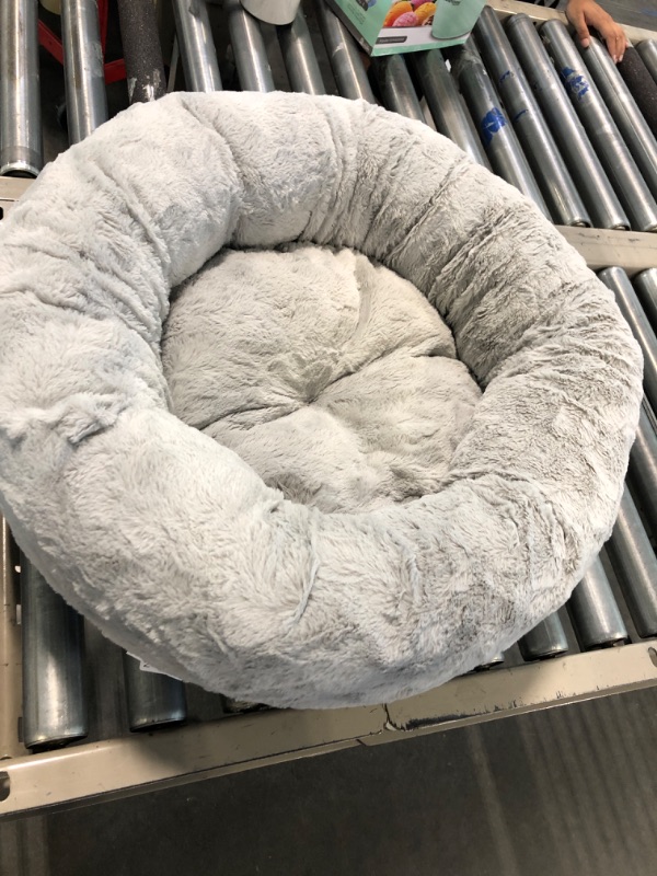 Photo 2 of Best Friends by Sheri The Original Calming Donut Cat and Dog Bed in Shag and Lux Fur, Machine Washable, High Bolster, Multiple Sizes S-XXL Lux Gray Large 36" x 36" Bed Only