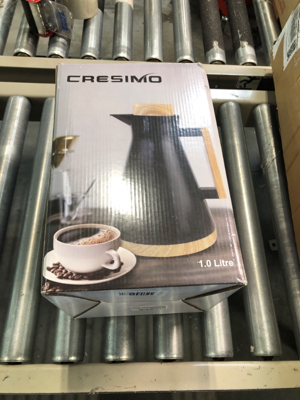 Photo 2 of 34 Oz Thermal Coffee Carafe - Insulated Vacuum Flask with Glass Wall / Thermos with Beech Wooden Accents - Coffee Carafes For Keeping Hot Coffee & Tea For 12 Hours - Cresimo Coffee Dispenser