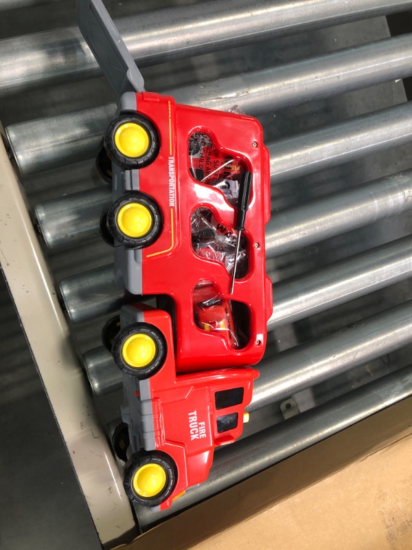 Photo 3 of Fire Truck Toys for Toddlers 3 4 5 6 Years Old, 7 in 1 Truck Friction Power Toy Car, Fire Rescue Truck, Ladder Truck, Helicopter and Sprinkler, Christmas Birthday Gifts for Boys & Girls 3-5 Years Old 7 in 1 Fire Truck