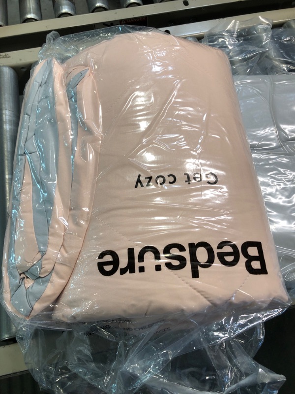 Photo 1 of Bedsure Blush Pink Queen Comforter Set - 7 Pieces Reversible Queen Bed in a Bag Queen Bed Set with Comforters, Sheets, Pillowcases & Shams, Queen Bedding Sets