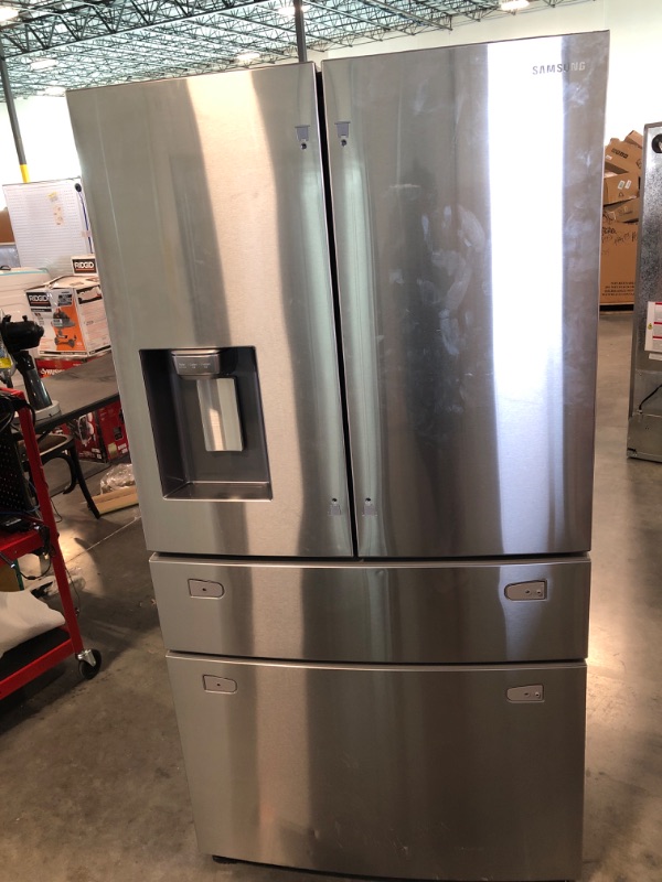 Photo 2 of Samsung 28 cu. ft. 4-Door French Door Smart Refrigerator in Fingerprint Resistant Stainless Steel, Standard Depth
