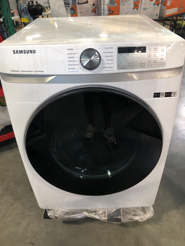 Photo 1 of Samsung 7.5-cu ft Stackable Steam Cycle Smart Electric Dryer (White)
