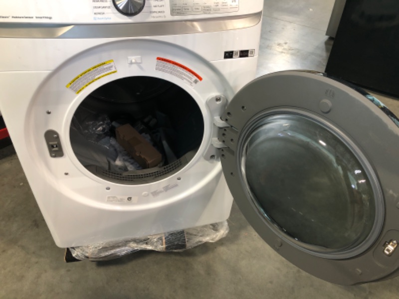 Photo 1 of Samsung 7.5-cu ft Stackable Steam Cycle Smart Electric Dryer (White)
