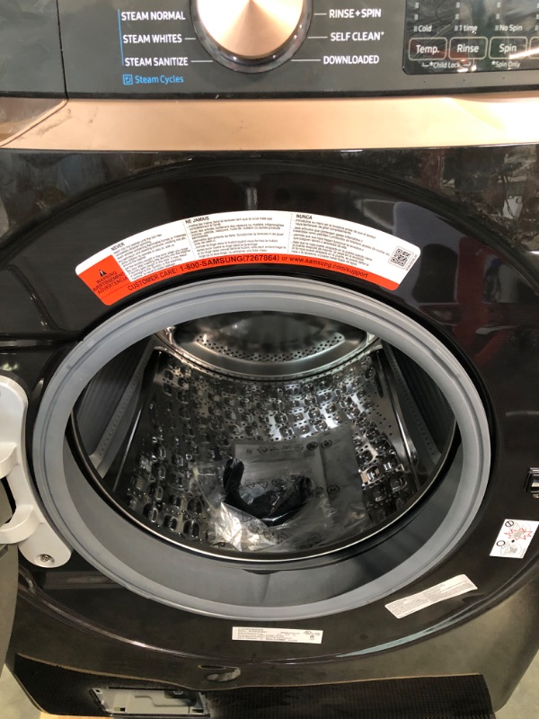 Photo 4 of samsung 5 cu. ft. Extra Large Capacity Smart Front Load Washer in Brushed Black with Super Speed Wash and Steam
