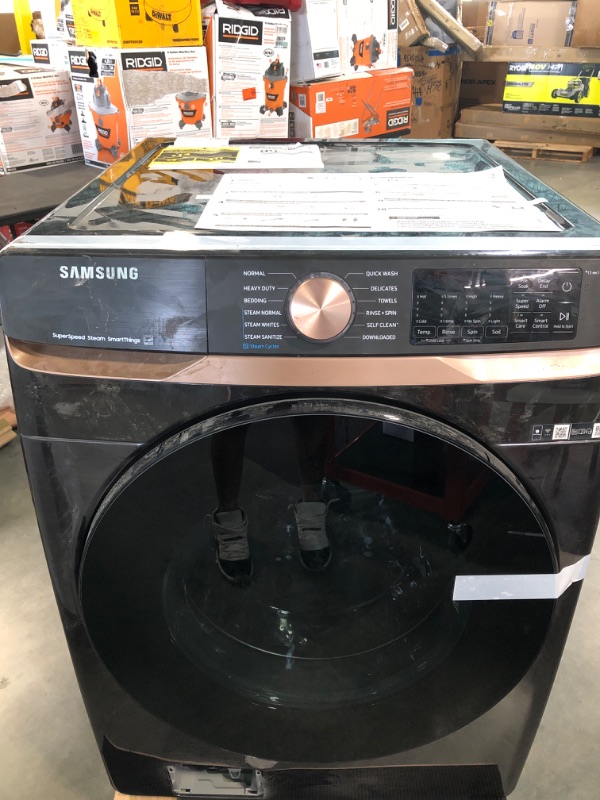 Photo 2 of samsung 5 cu. ft. Extra Large Capacity Smart Front Load Washer in Brushed Black with Super Speed Wash and Steam
