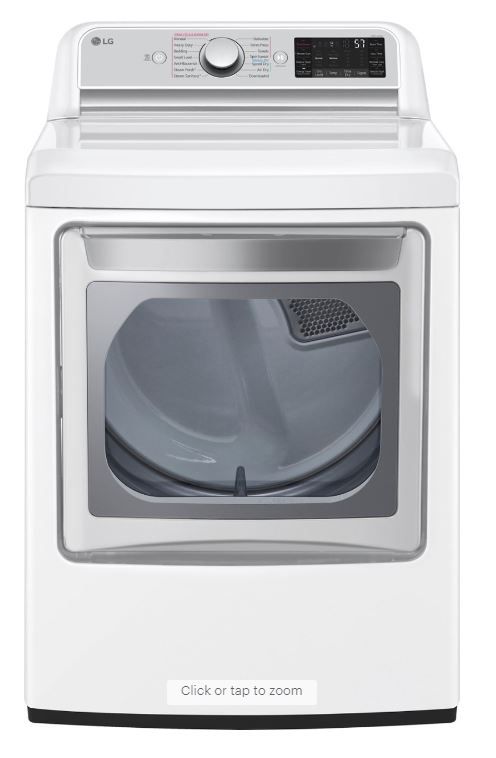 Photo 1 of LG - 7.3 Cu. Ft. Smart Electric Dryer with Steam and Sensor Dry - White
