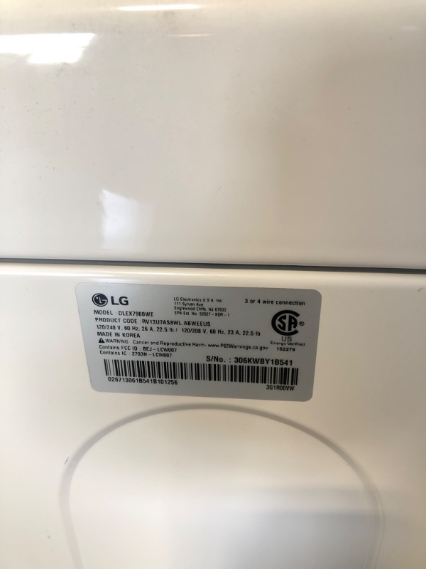 Photo 6 of LG - 7.3 Cu. Ft. Smart Electric Dryer with Steam and Sensor Dry - White

