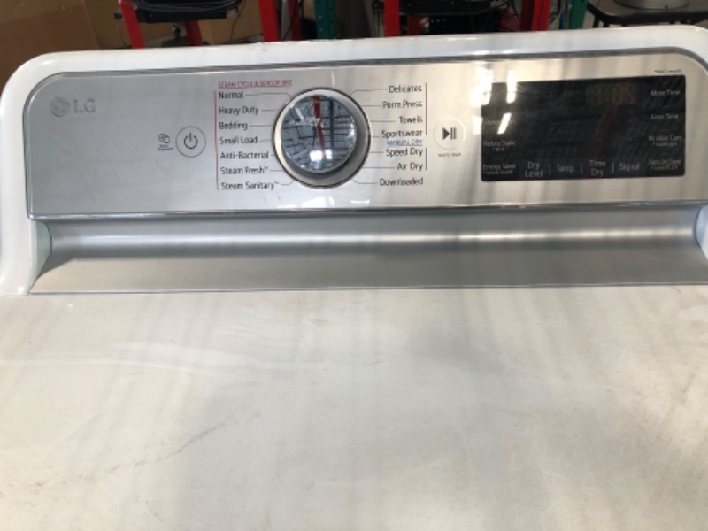 Photo 2 of LG - 7.3 Cu. Ft. Smart Electric Dryer with Steam and Sensor Dry - White

