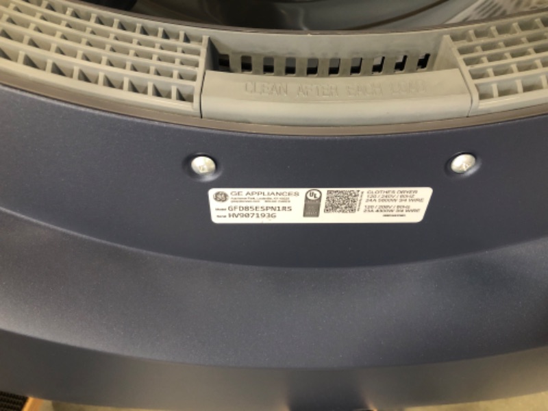 Photo 1 of GE 7.8 cu. ft. Smart Front Load Electric Dryer in Satin Nickel with Steam and Sanitize Cycle, ENERGY STAR
