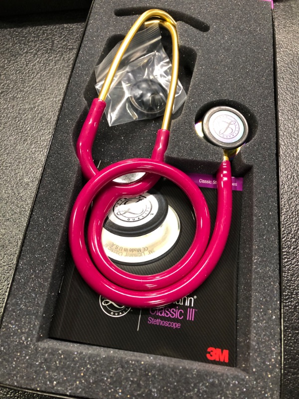 Photo 3 of 3M Littmann Classic III Monitoring Stethoscope, Rainbow-Finish, Raspberry Tube, 27 Inch, 5806 Rainbow Finish Chestpiece, Raspberry Tube