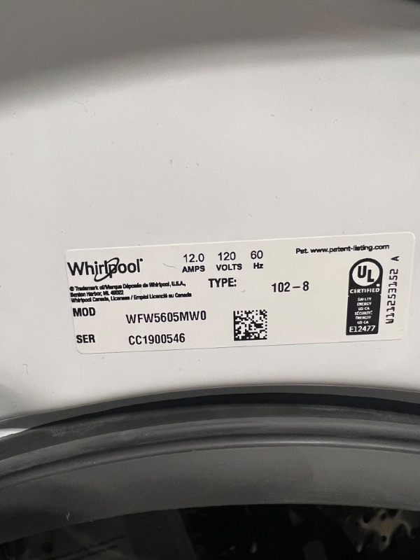 Photo 3 of 4.5 Cu. Ft. Front Load Washer with Quick Wash Cycle
Model : WFW5605MWO