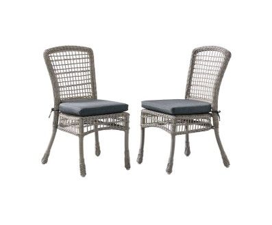 Photo 1 of Asti All-Weather Wicker Outdoor 37"H Set of Two Dining Chairs with Cushions
