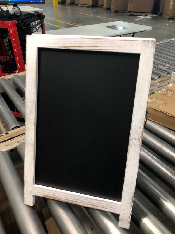 Photo 3 of 15 inch Mini Tabletop Wooden A-Frame Double-Sided Slate Chalkboard Sign Easel for Business (White)