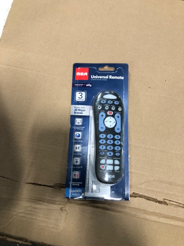 Photo 1 of rca rcr313br big button three-device universal remote, black