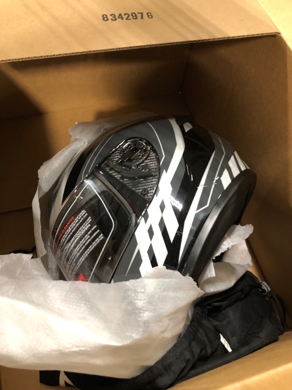 Photo 1 of AHR Full Face Motorcycle Lightweight Street Bike Helmet Touring Racing Run-F3 DOT Approved, S-XXL Black & White Medium5