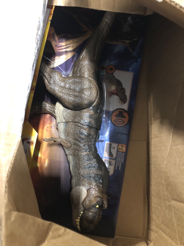Photo 3 of ?Jurassic World Dominion Dinosaur T Rex Toy, Thrash ‘N Devour Tyrannosaurus Rex Action Figure with Sound and Motion???? Frustration Free Packaging