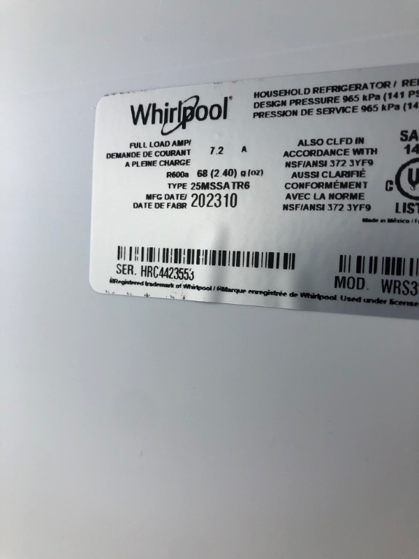 Photo 9 of Whirlpool 24.6-cu ft Side-by-Side Refrigerator with Ice Maker (Fingerprint Resistant Stainless Steel)
