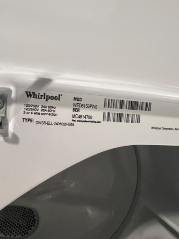 Photo 3 of Whirlpool 7-cu ft Steam Cycle Electric Dryer (White)
