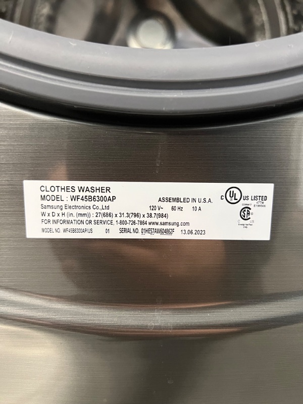 Photo 3 of Samsung 4.5-cu ft High Efficiency Stackable Steam Cycle Smart Front-Load Washer (Platinum) ENERGY STAR
