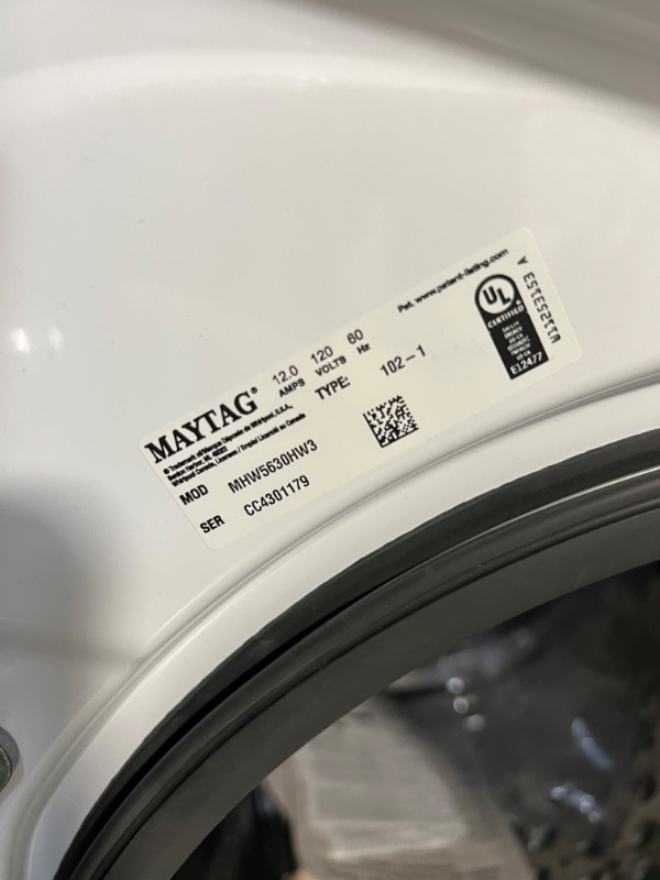 Photo 8 of Maytag 4.5-cu ft High Efficiency Stackable Steam Cycle Front-Load Washer (White) ENERGY STAR
