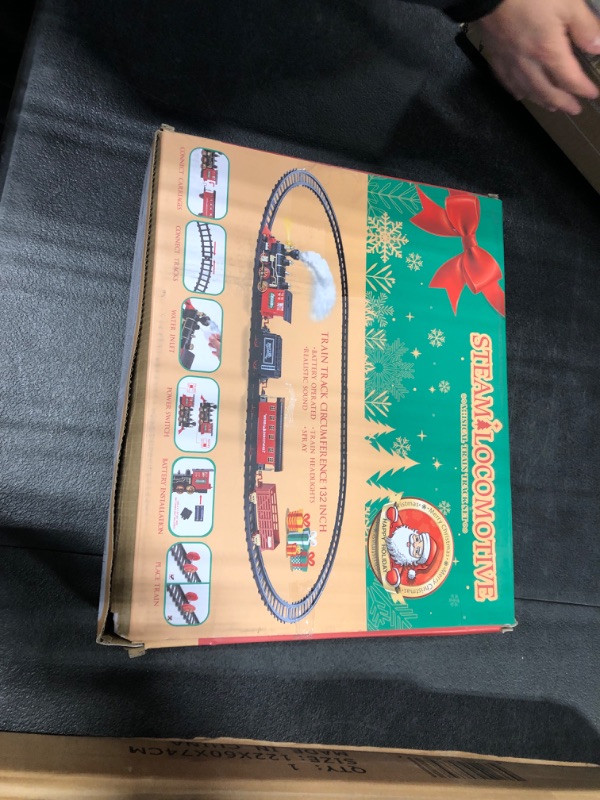 Photo 2 of BainGesk Train Set, Electric Train Toy for Boys & Girls, Model Christmas Train Set for Under The Tree, Railway Kit with Sounds, Light, for 3, 4, 5, 6, 7, 8+ Year Old Kids