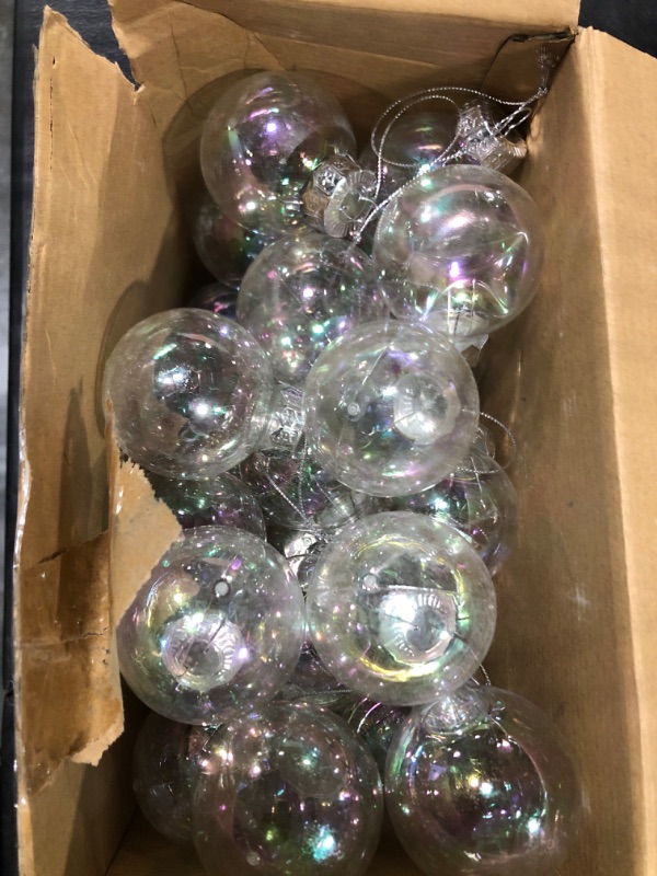Photo 1 of 2.5'' Iridescent Ornaments Balls Plastic Set Clear Iridescent Christmas Ball Ornaments Plastic Fillable Ornament Ball Iridescent Christmas Ball Ornaments for Holiday Party Tree Decorations (50 Pcs)