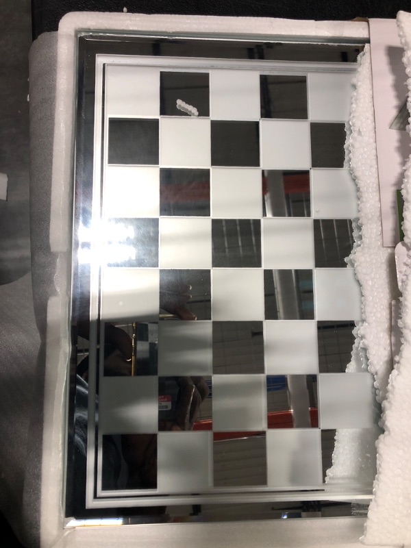 Photo 3 of Avant-Garde Black Frosted Glass Chess Set with Mirror Board