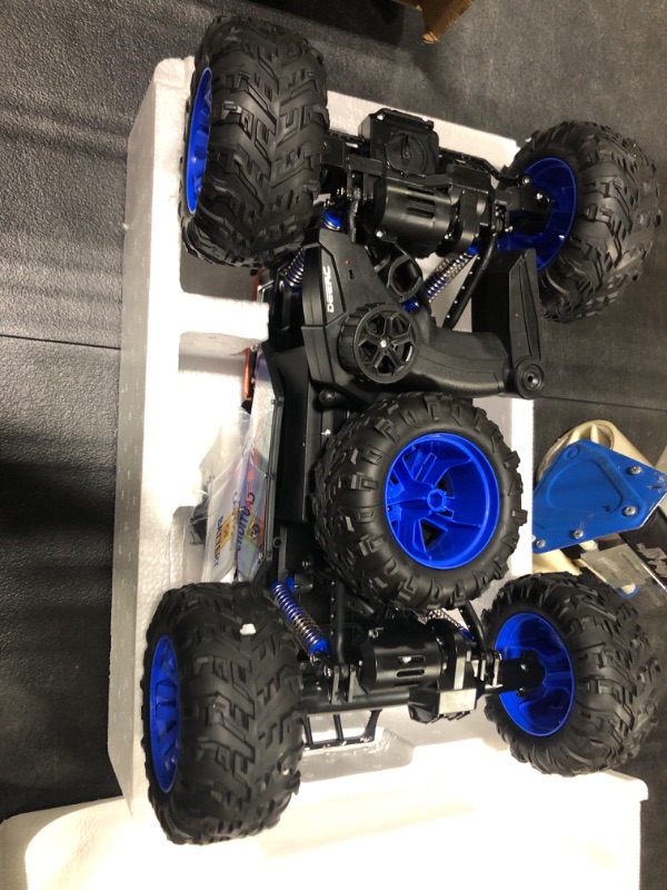 Photo 3 of DEERC DE60 Large 1:8 Scale Upgraded RC Cars Remote Control Car for Adults Boys,Off Road Monster Truck with Realistic Sound,2.4Ghz 4WD Rock Crawler Toy All Terrain Climbing,2 Batteries for 80 Min Play Classic Blue