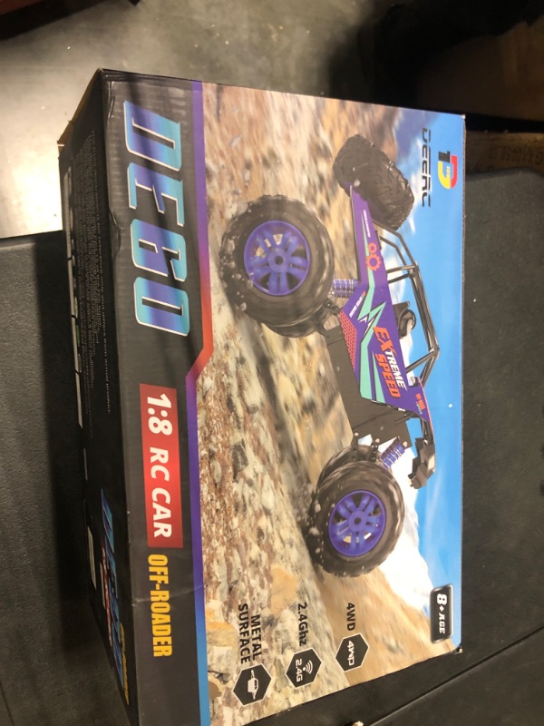 Photo 2 of DEERC DE60 Large 1:8 Scale Upgraded RC Cars Remote Control Car for Adults Boys,Off Road Monster Truck with Realistic Sound,2.4Ghz 4WD Rock Crawler Toy All Terrain Climbing,2 Batteries for 80 Min Play Classic Blue