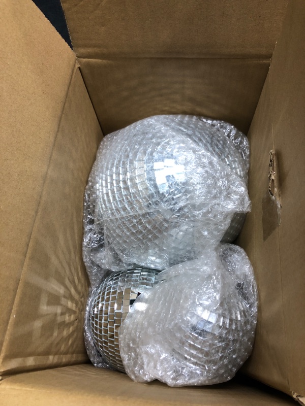 Photo 3 of 4 pack Large Disco Ball Silver Hanging Disco Balls Reflective Mirror Ball Ornament for Party Holiday Wedding Dance and Music Festivals Decor Club Stage Props (12 Inch, 8 Inch, 6 Inch, 4 Inch)