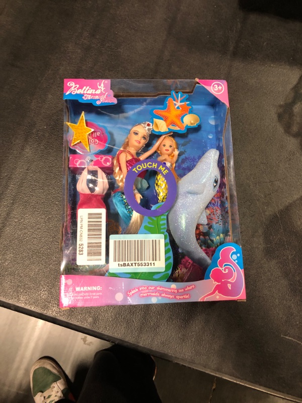 Photo 1 of BETTINA Mermaid Princess Doll Playset, Color Changing Mermaid Tail, Dress Up Doll 12" and Dress Doll 3" and Dolphin Color Reveal Mermaid Toys for Little Girls and Play Gift Set Aged 3+ (Blue Dolphin)
