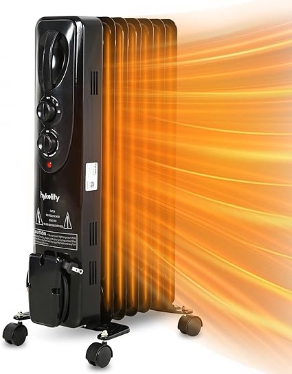 Photo 1 of Hykolity 1500W Oil Filled Radiator Heater, Portable Space Heater with 3 Heating Modes, Adjustable Thermostat, Overheat & Tip-Over Protection, Electric Heater for Home, Indoor use