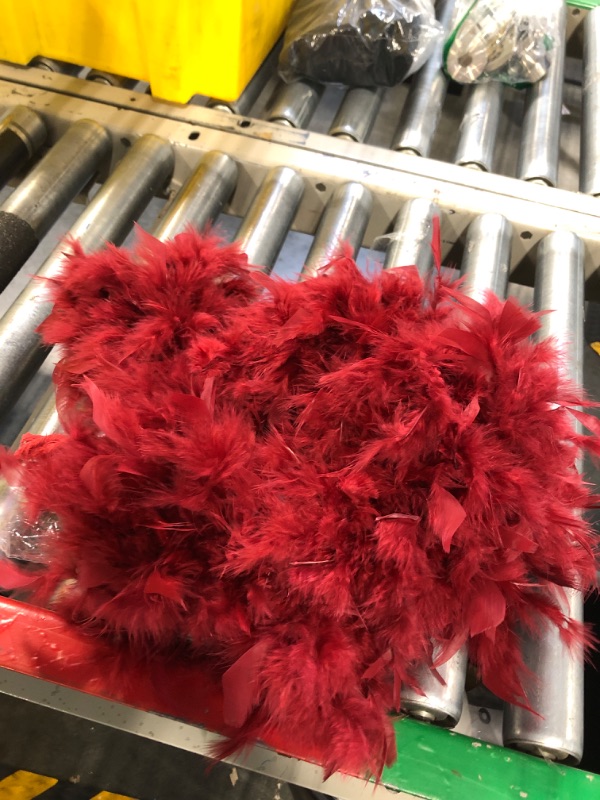 Photo 2 of Larryhot 80g Red Feathers Boa - 2Yards Fluffy Boa for Party Bulk,Halloween Costume,Christmas Tree,Concert,and Home Decoration (80g - Red)