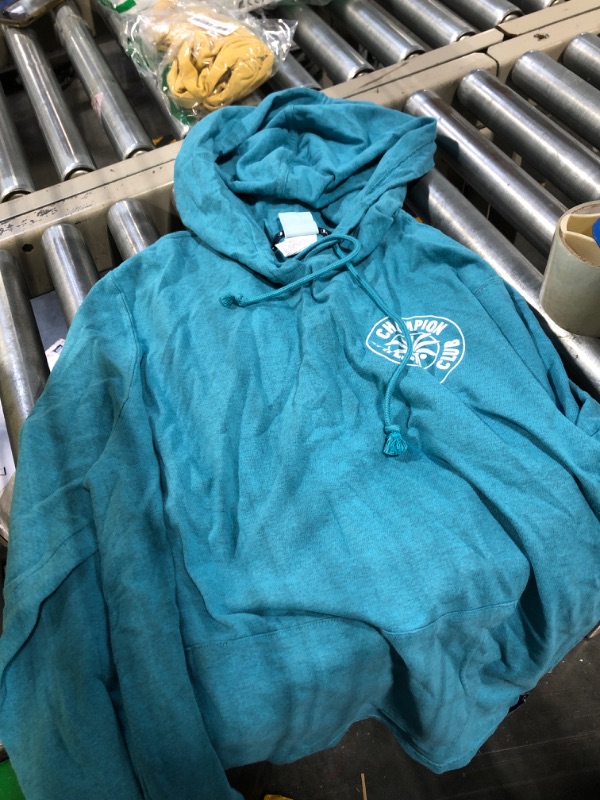 Photo 2 of Champion Men's T-shirt Hoodie, Cotton Mid-weight Hooded Men's T-shirt, Comfortable Men's Tee medium Teal River Green Heather Athletic Club